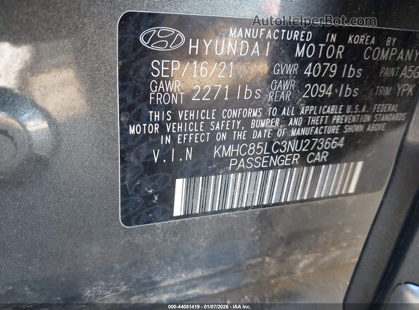 KMHC85LC3NU273664 2022 HYUNDAI IONIQ HYBRID Gray Vista del compartimento del motor