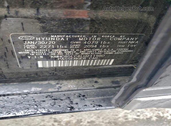 KMHC85LC4LU211980 2020 HYUNDAI IONIQ Black Շարժիչի բաժամունքի տեսք