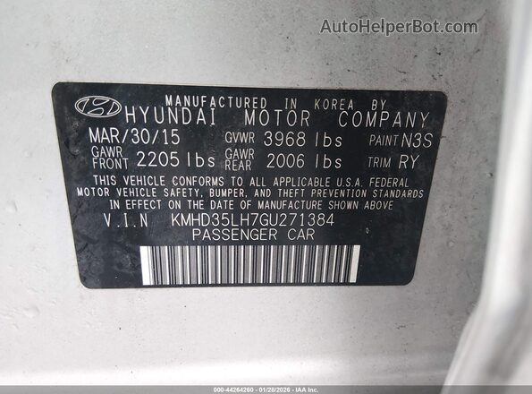 KMHD35LH7GU271384 2016 HYUNDAI ELANTRA GT Серебряный Вид подкапотного пространства