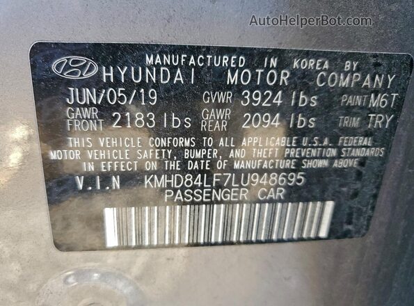 KMHD84LF7LU948695 2020 HYUNDAI ELANTRA Silver Շարժիչի բաժամունքի տեսք