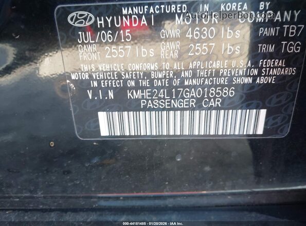 KMHE24L17GA018586 2016 HYUNDAI SONATA HYBRID Black Вид підкапотного простору