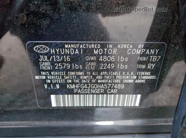 KMHFG4JG0HA577489 2017 HYUNDAI AZERA Black Vista del compartimento del motor