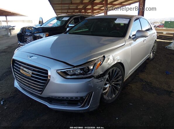 KMHG34JAXKU050626 2019 GENESIS G90 Серебряный Передняя левая четверть