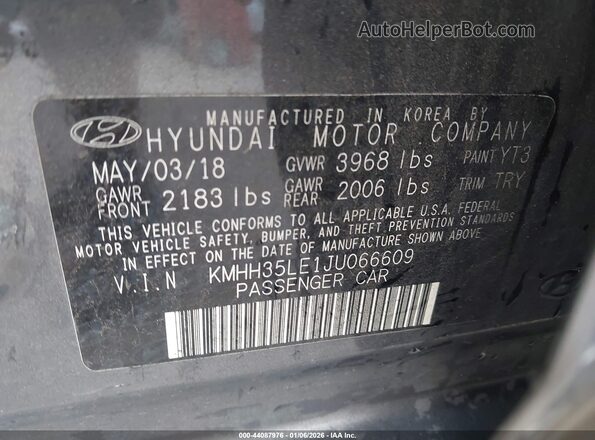 KMHH35LE1JU066609 2018 HYUNDAI ELANTRA GT Серый Вид подкапотного пространства