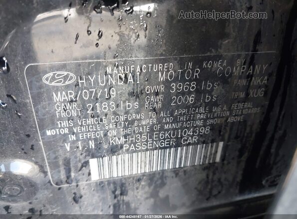 KMHH35LE6KU104398 2019 HYUNDAI ELANTRA GT Черный Вид подкапотного пространства