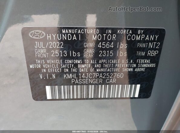 KMHL14JC7PA252760 2023 HYUNDAI SONATA Gray Vista del compartimento del motor