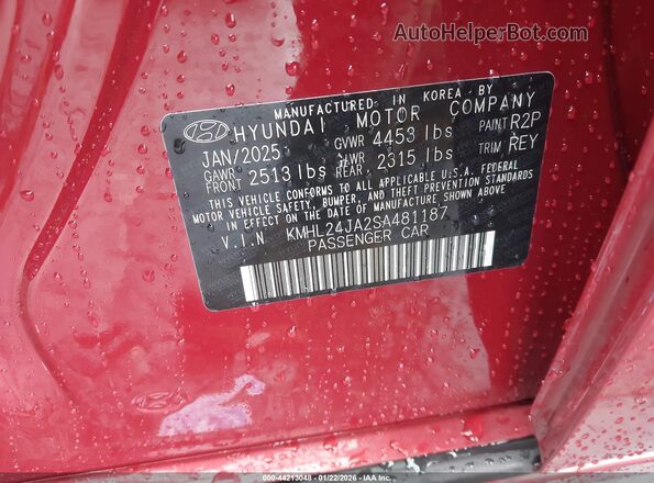 KMHL24JA2SA481187 2025 HYUNDAI SONATA Red Engine compartment view