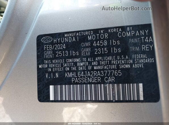KMHL64JA2RA377765 2024 HYUNDAI SONATA Silver Vista del compartimento del motor