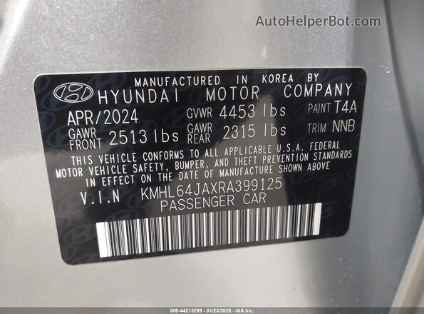 KMHL64JAXRA399125 2024 HYUNDAI SONATA Silver Вид підкапотного простору