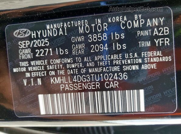 KMHLL4DG3TU102436 2026 HYUNDAI ELANTRA Black Vista del compartimento del motor