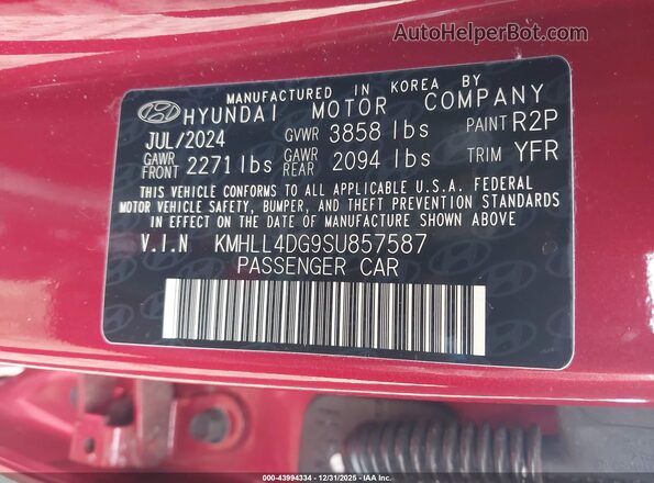KMHLL4DG9SU857587 2025 HYUNDAI ELANTRA Red 