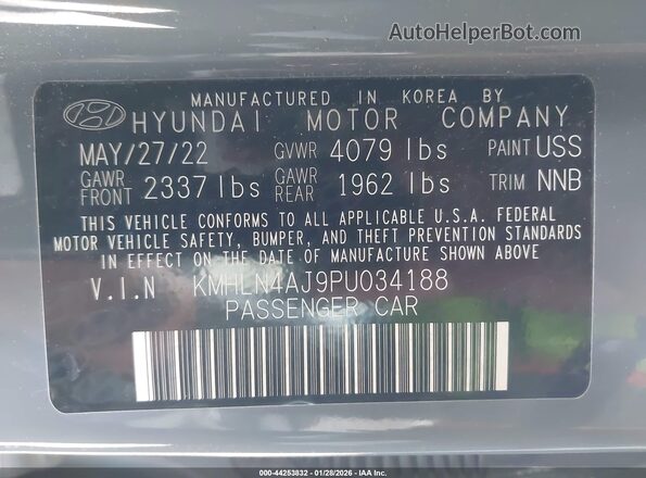 KMHLN4AJ9PU034188 2023 HYUNDAI ELANTRA HYBRID Gray Вид підкапотного простору