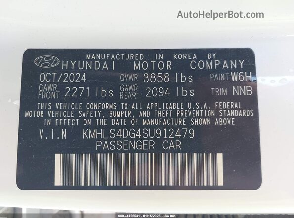 KMHLS4DG4SU912479 2025 HYUNDAI ELANTRA White Vista del compartimento del motor
