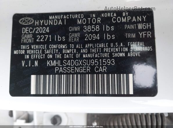 KMHLS4DGXSU951593 2025 HYUNDAI ELANTRA Белый 