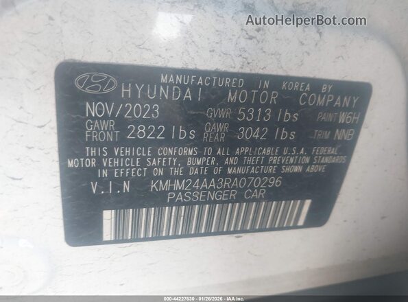 KMHM24AA3RA070296 2024 HYUNDAI IONIQ 6 White Շարժիչի բաժամունքի տեսք