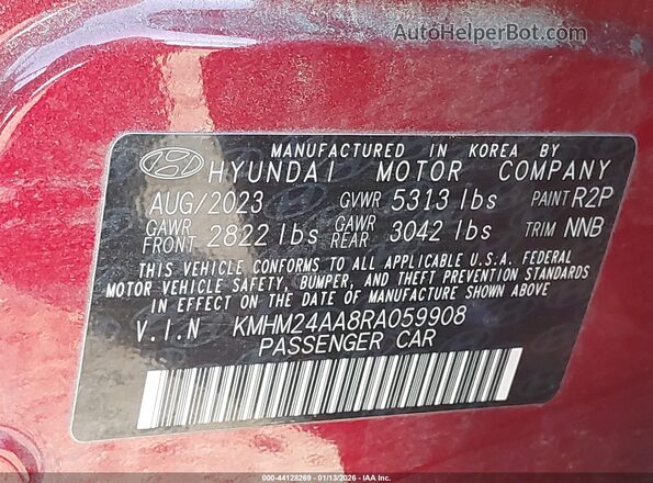 KMHM24AA8RA059908 2024 HYUNDAI IONIQ 6 Red ძრავის განყოფილების ხედი