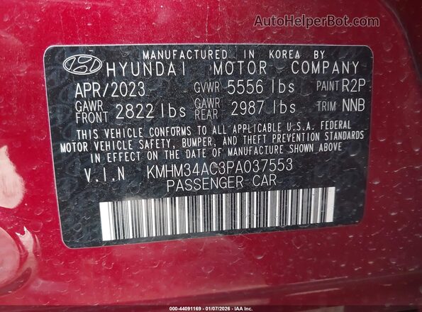 KMHM34AC3PA037553 2023 HYUNDAI IONIQ 6 Red Vista del compartimento del motor