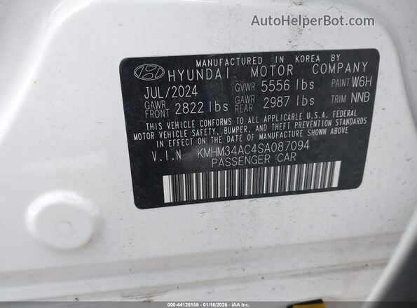 KMHM34AC4SA087094 2025 HYUNDAI IONIQ 6 White Widok komory silnika