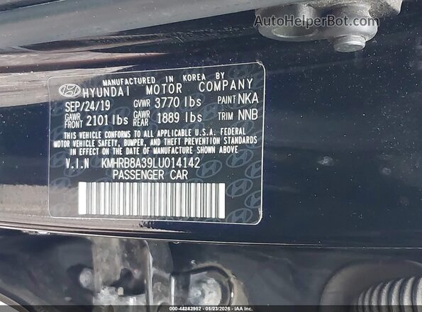 KMHRB8A39LU014142 2020 HYUNDAI VENUE Черный Вид подкапотного пространства