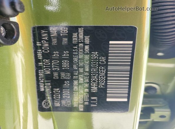 KMHRC8A31RU331984 2024 HYUNDAI VENUE Green VIN sticker view