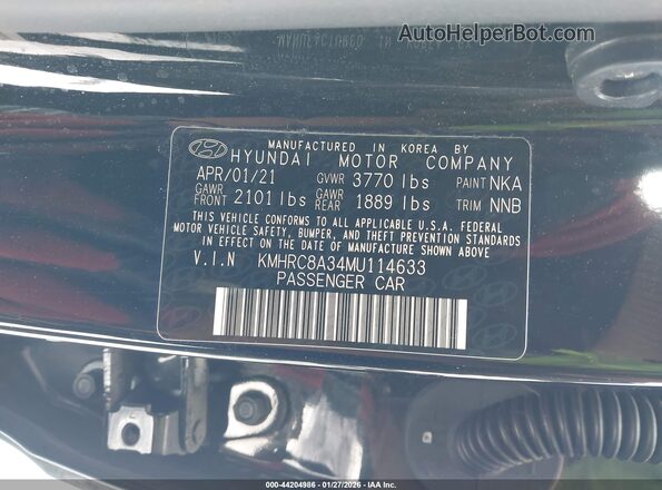 KMHRC8A34MU114633 2021 HYUNDAI VENUE Black Engine compartment view