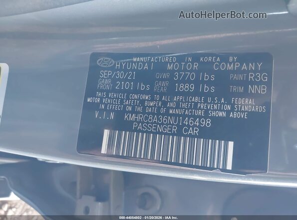 KMHRC8A36NU146498 2022 HYUNDAI VENUE Gray Вид підкапотного простору
