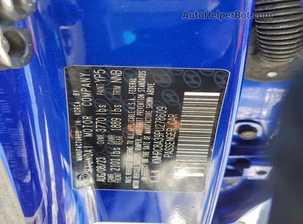 KMHRC8A39PU278609 2023 HYUNDAI VENUE Blue Widok naklejki z numerem VIN