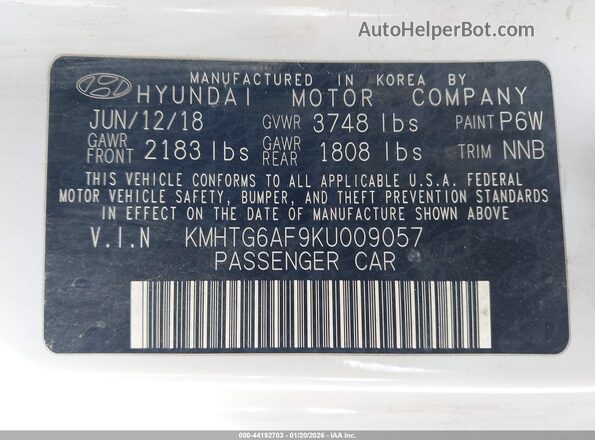 KMHTG6AF9KU009057 2019 HYUNDAI VELOSTER White Вид підкапотного простору