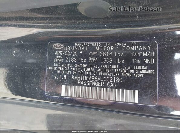 KMHTH6AB6MU032180 2021 HYUNDAI VELOSTER Black Vista del compartimento del motor