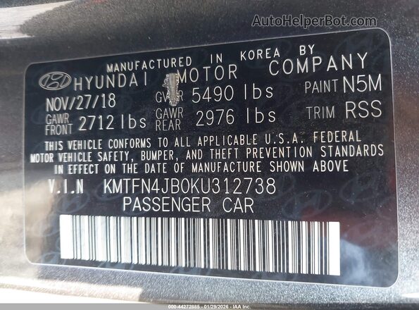 KMTFN4JB0KU312738 2019 GENESIS G80 Серый Вид подкапотного пространства