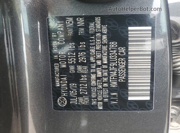 KMTFN4JF9LU334788 2020 GENESIS G80 Gray VIN კოდის სტიკერის ხედი