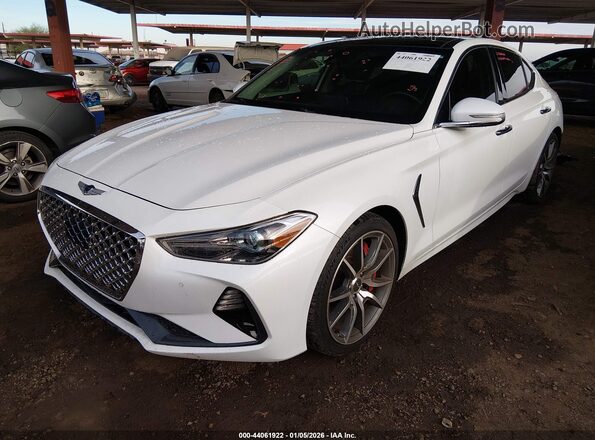 KMTG74LE6MU073169 2021 GENESIS G70 White Vista tres cuartos delantera izquierda