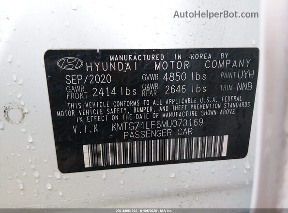 KMTG74LE6MU073169 2021 GENESIS G70 White Vista del compartimento del motor