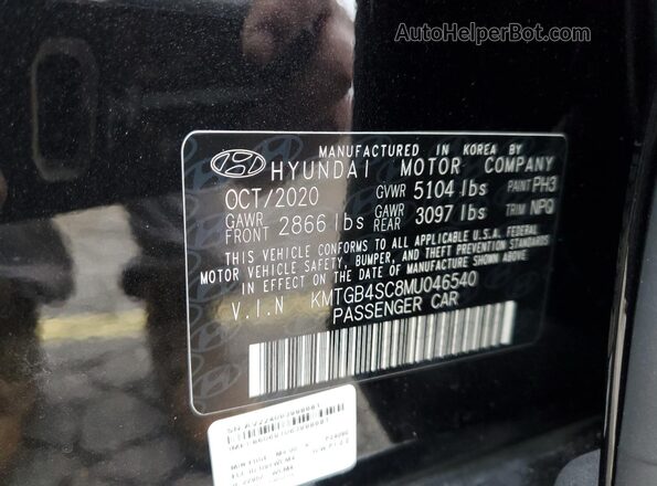KMTGB4SC8MU046540 2021 GENESIS G80 Black VIN კოდის სტიკერის ხედი