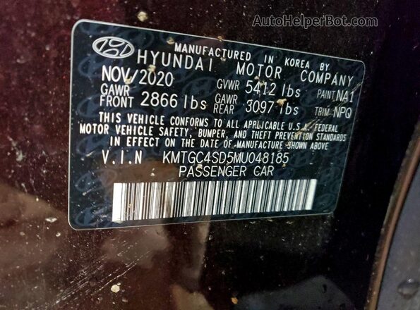 KMTGC4SD5MU048185 2021 GENESIS G80 Burgundy Engine compartment view