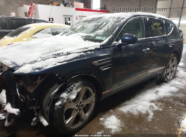KMUHCESC5MU046871 2021 GENESIS GV80 Blue წინა მარცხენა ხედი სამი მეოთხედიდან