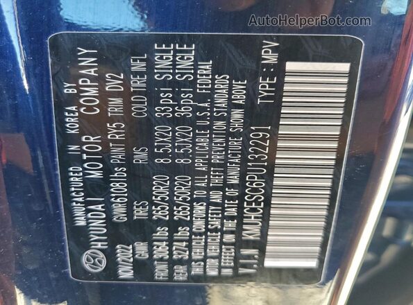 KMUHCESC6PU132291 2023 GENESIS GV80 Синий Вид наклейки с VIN-кодом