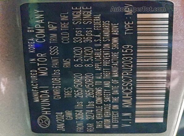 KMUHCESC7RU203159 2024 GENESIS GV80 Silver VIN კოდის სტიკერის ხედი