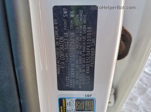 KNAE35LD4P6133938 2023 KIA STINGER Белый Вид подкапотного пространства