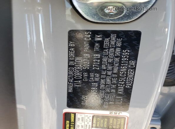 KNAE45LC5N6119595 2022 KIA STINGER Silver VIN sticker view