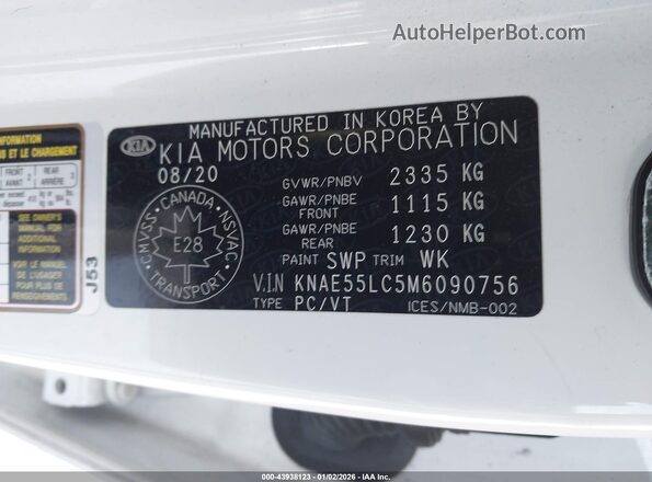 KNAE55LC5M6090756 2021 KIA STINGER White Вид підкапотного простору