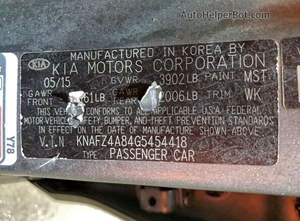 KNAFZ4A84G5454418 2016 KIA FORTE Gray 