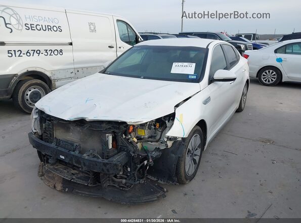 KNAGT4LC2H5007708 2017 KIA OPTIMA HYBRID White Առջևի ձախ երեք քառորդ տեսարան