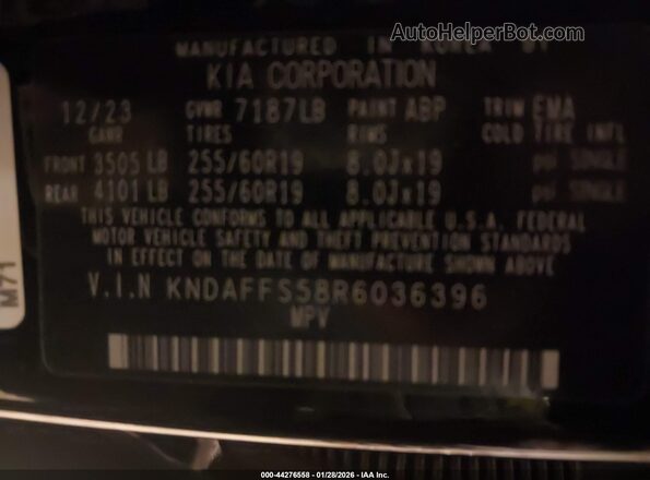 KNDAFFS58R6036396 2024 KIA EV9 Black Вид підкапотного простору
