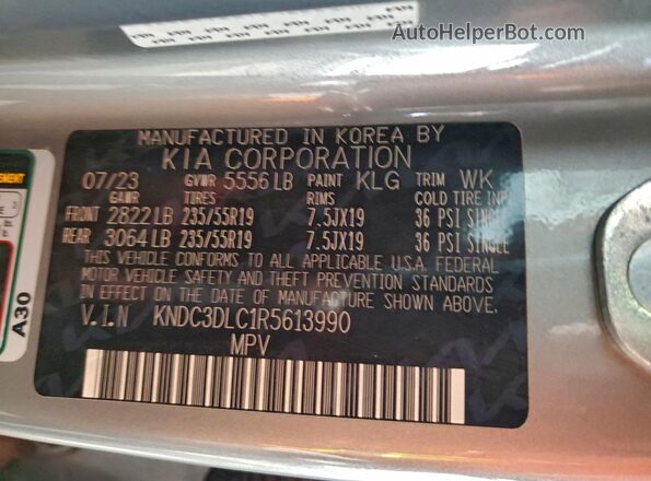 KNDC3DLC1R5613990 2024 KIA EV6 Silver Vista del compartimento del motor