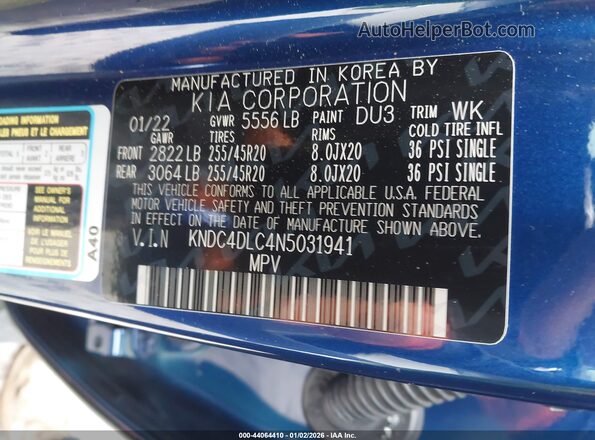 KNDC4DLC4N5031941 2022 KIA EV6 Синий Вид подкапотного пространства
