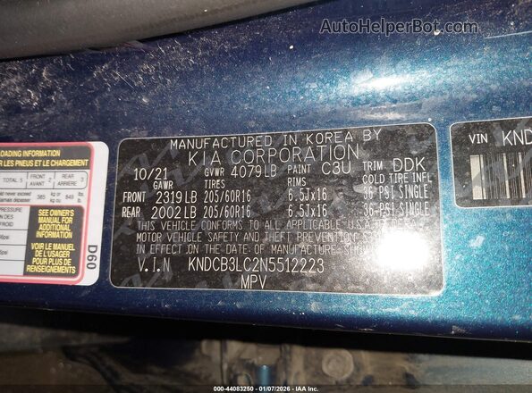 KNDCB3LC2N5512223 2022 KIA NIRO Blue Engine compartment view