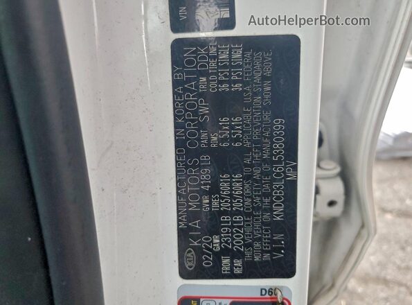 KNDCB3LC6L5380399 2020 KIA NIRO White Engine compartment view