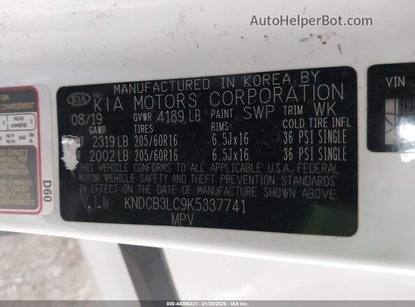 KNDCB3LC9K5337741 2019 KIA NIRO White Widok komory silnika