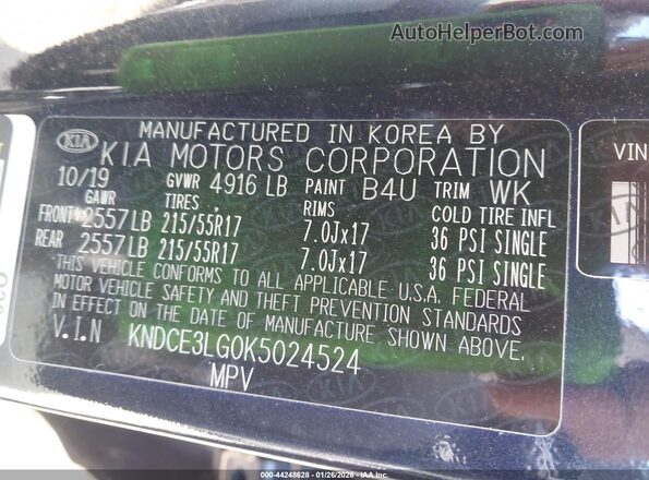 KNDCE3LG0K5024524 2019 KIA NIRO EV Black Вид підкапотного простору